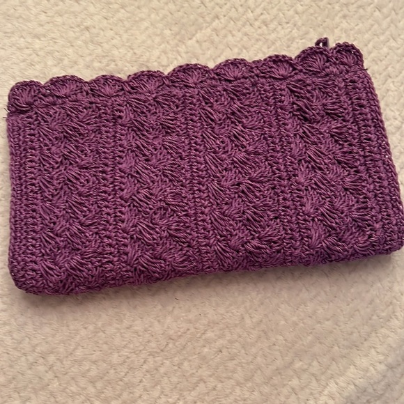 Vintage Purple Crochet Hand Bag Zip Closure - Picture 2 of 5